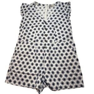 LOFT Plus‎ Blue & White Floral Button Front Jumpsuit 18